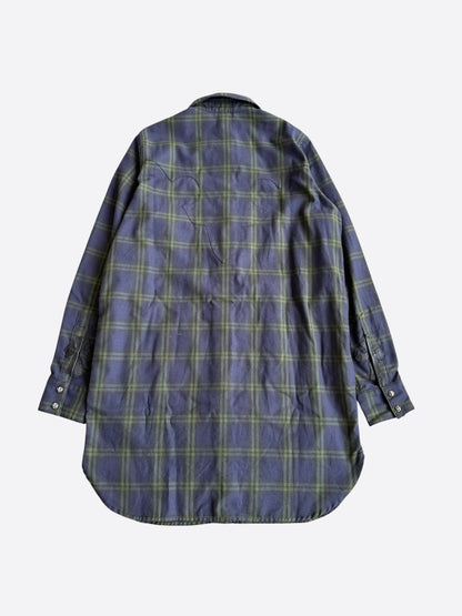 Chrome Hearts Blue & Green Cross Patch Elongated Flannel