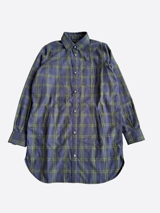 Chrome Hearts Blue & Green Cross Patch Elongated Flannel