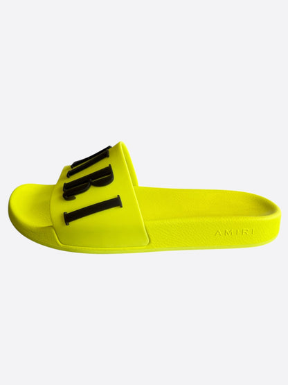 Amiri Yellow & Black Logo Rubber Slides