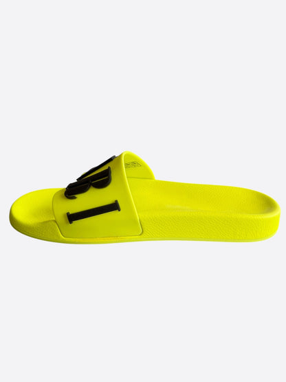 Amiri Yellow & Black Logo Rubber Slides