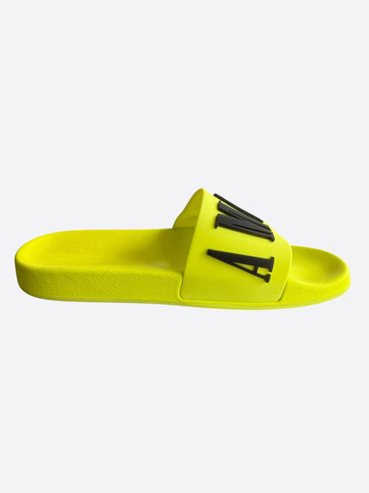 Amiri Yellow & Black Logo Rubber Slides