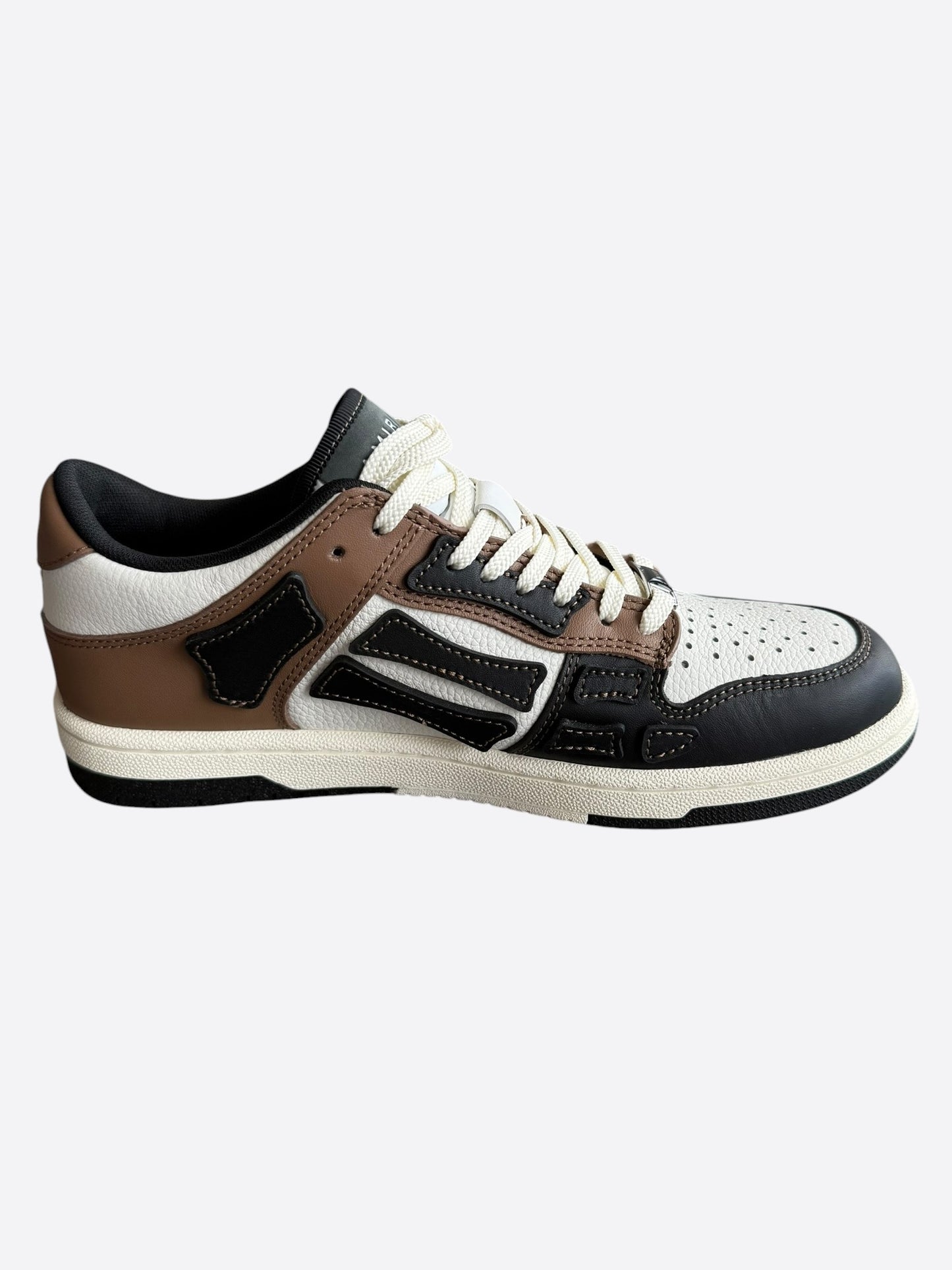 Amiri Brown, Black & White Skeleton Low Top Sneakers