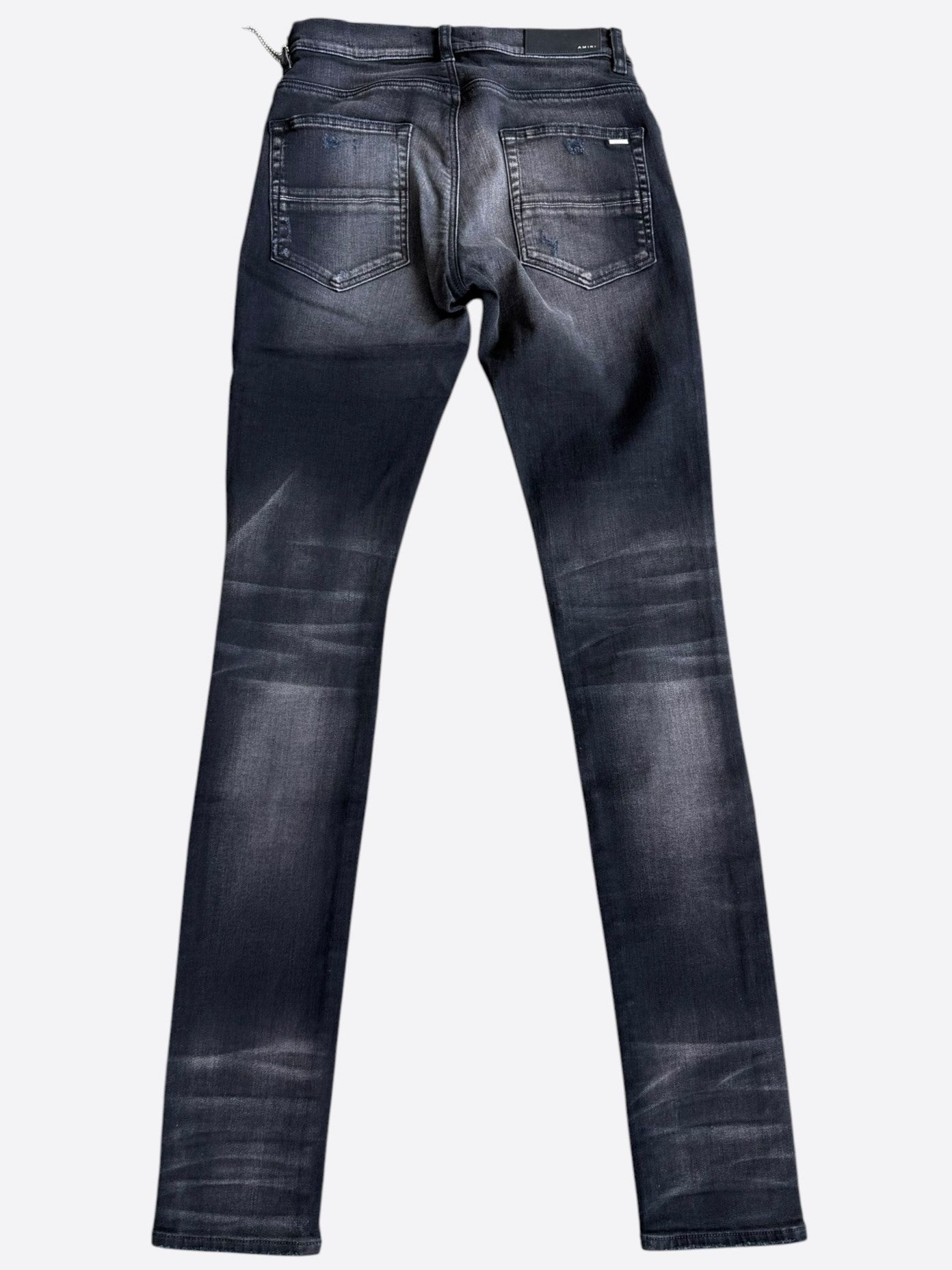 Amiri Aged Black Plaid Patch Thrasher Jeans