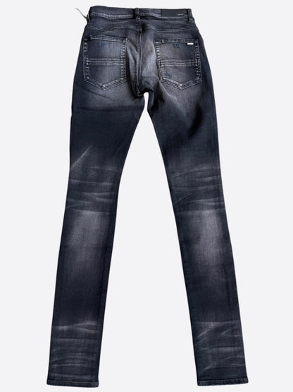 Amiri Aged Black Plaid Patch Thrasher Jeans
