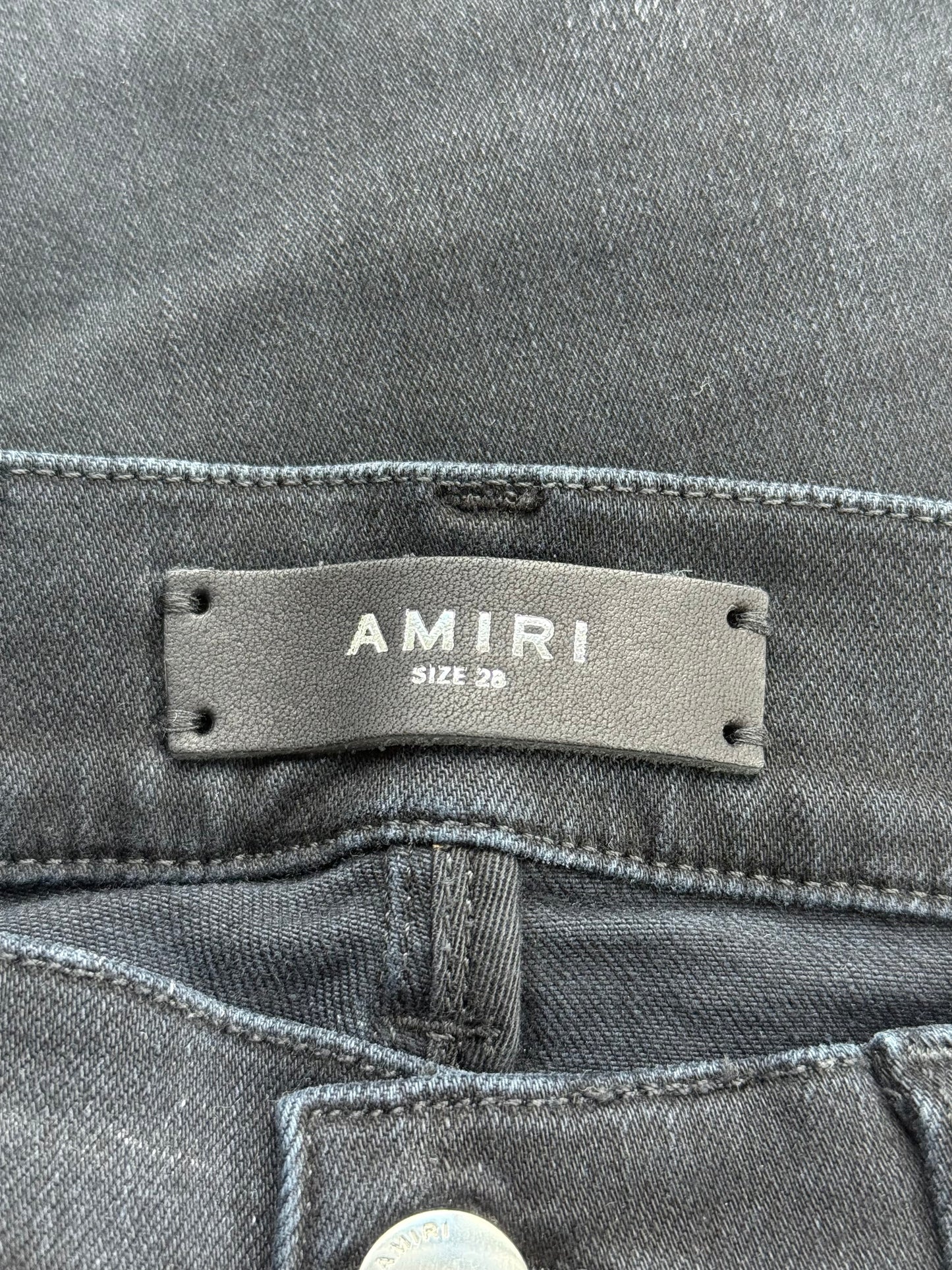 Amiri Aged Black Tie-Dye Patch Thrasher Jeans