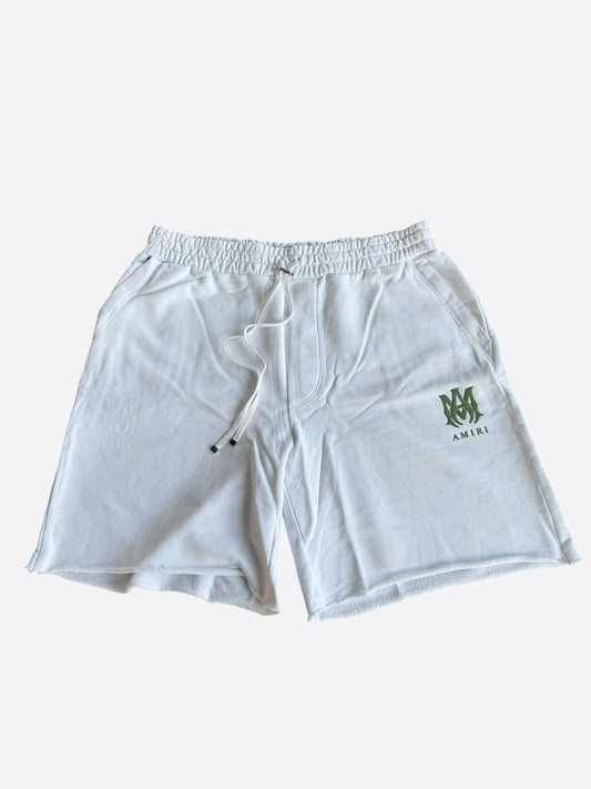 Amiri White Floral & Green MA Logo Shorts