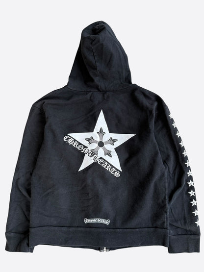Chrome Hearts Black & White Star Logo Zip Up Hoodie