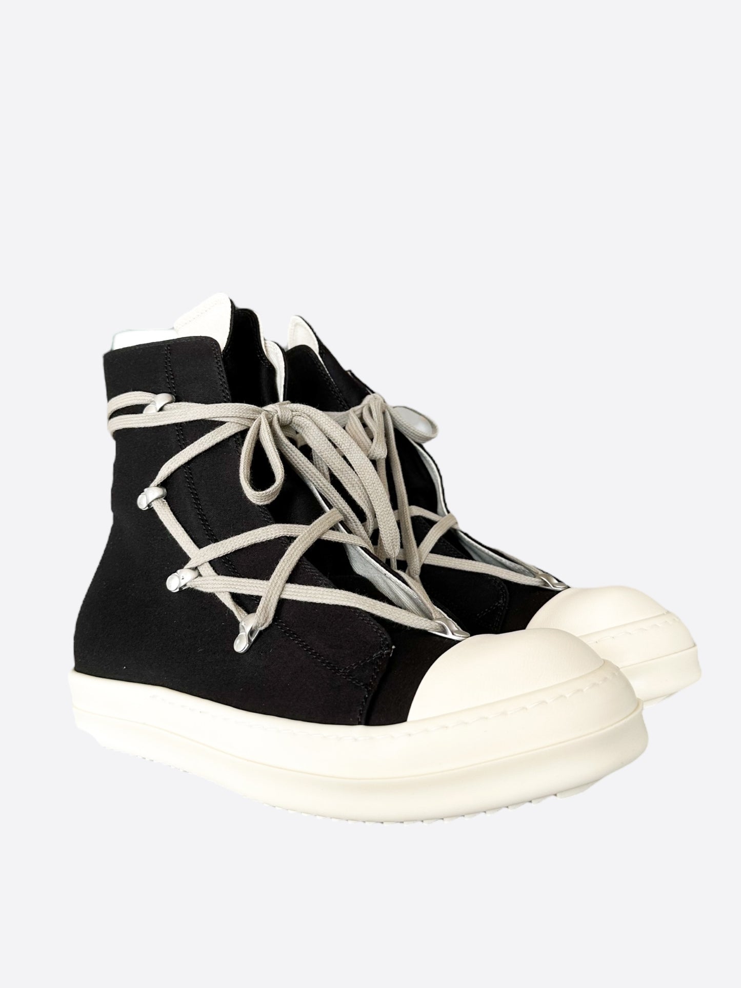 Rick Owens Black & White Hexagram High Top Sneakers