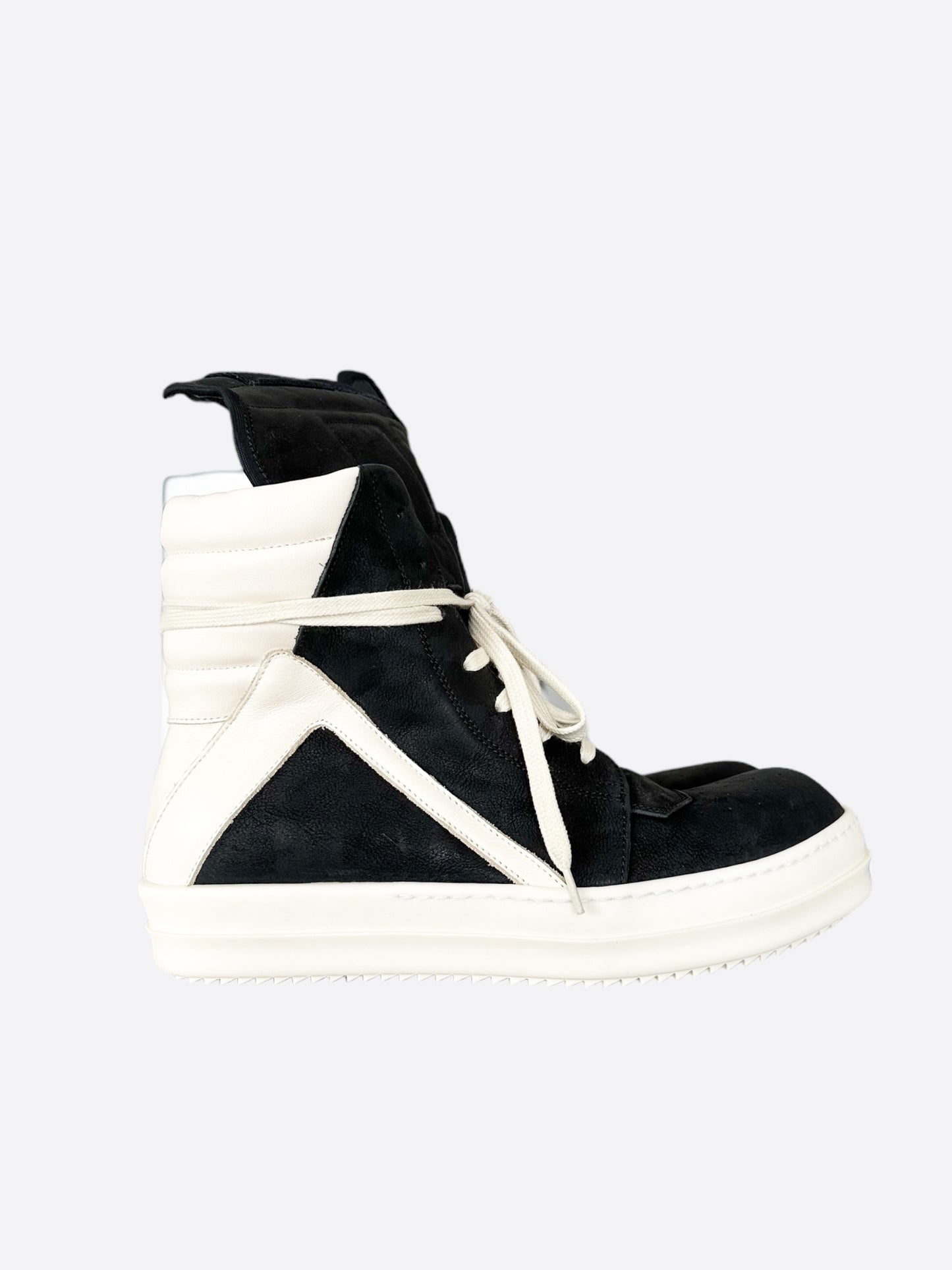 Rick Owens Black & White Suede Geobaskets