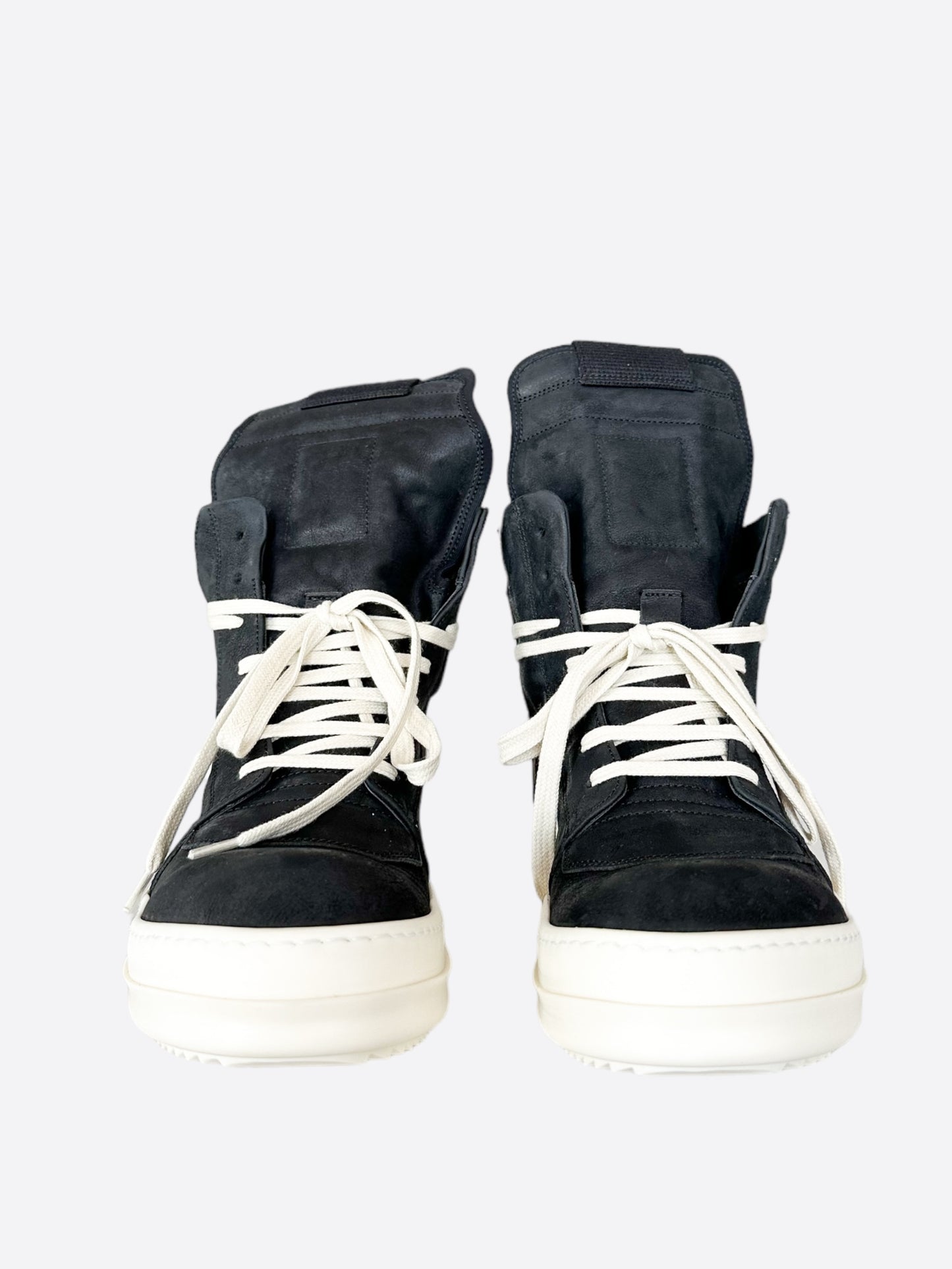 Rick Owens Black & White Suede Geobaskets