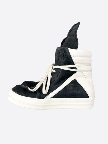 Rick Owens Black & White Suede Geobaskets