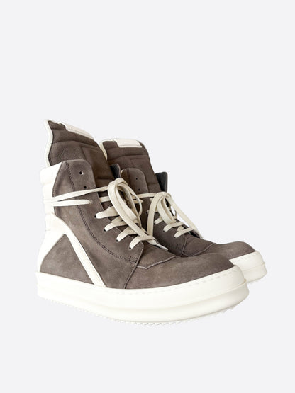 Rick Owens Dust & White Suede Geobaskets