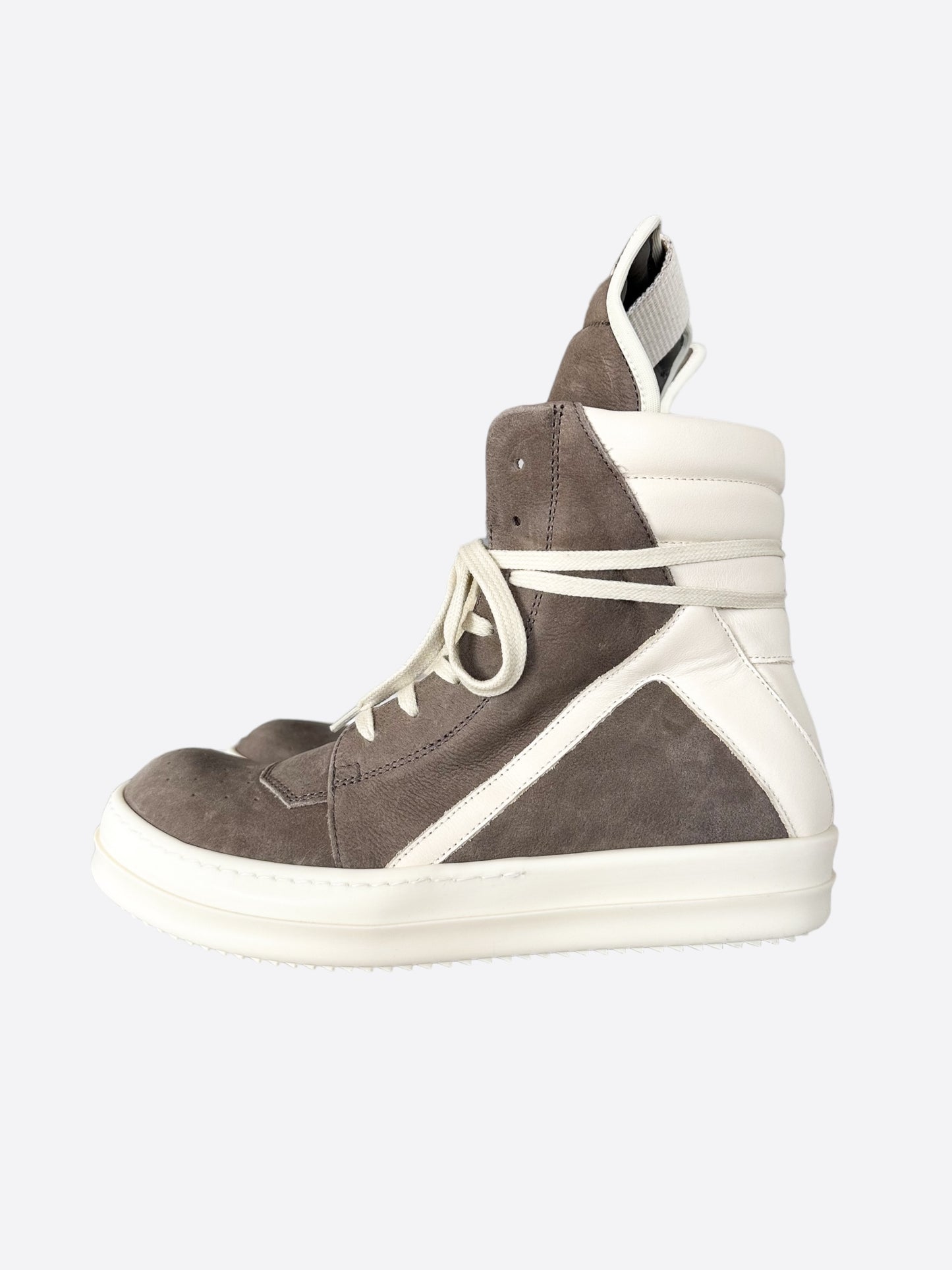 Rick Owens Dust & White Suede Geobaskets