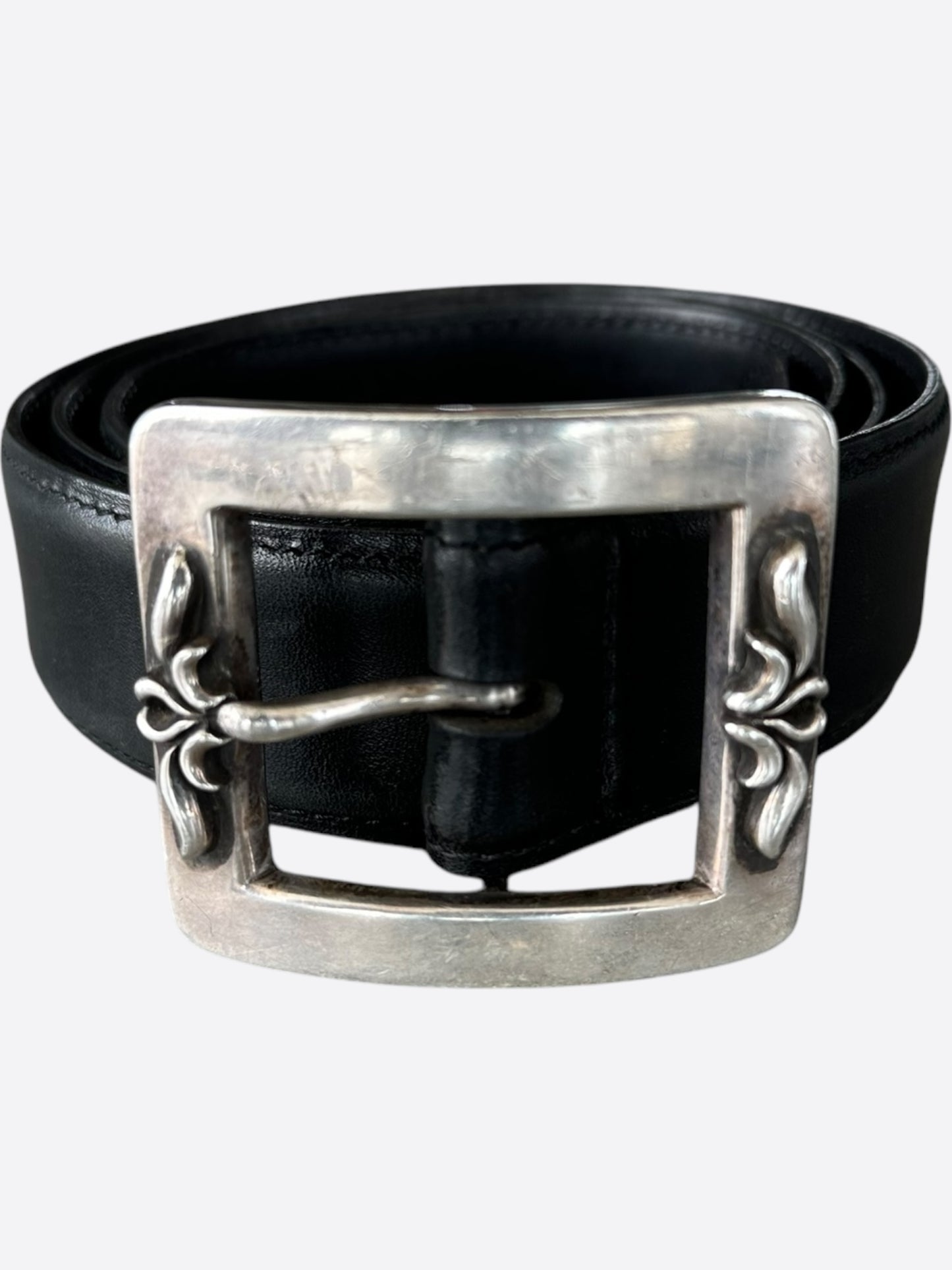 Chrome Hearts Black & Silver Square Buckle Belt