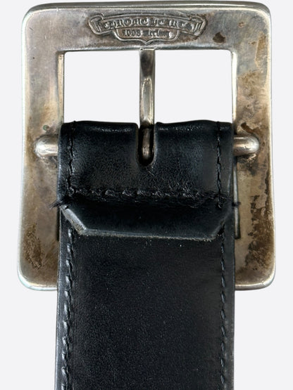 Chrome Hearts Black & Silver Square Buckle Belt