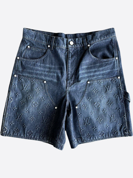 Louis Vuitton Blue Monogram Carpenter Denim Shorts
