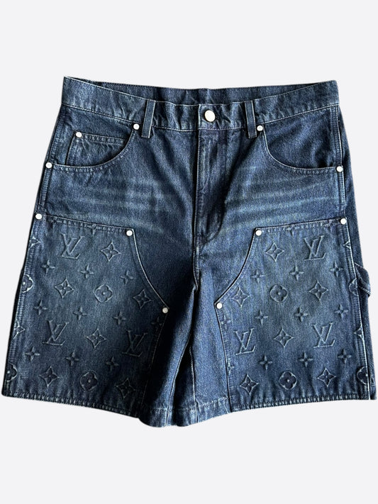 Louis Vuitton Blue Monogram Carpenter Denim Shorts