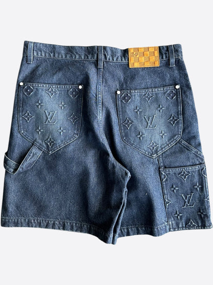 Louis Vuitton Blue Monogram Carpenter Denim Shorts