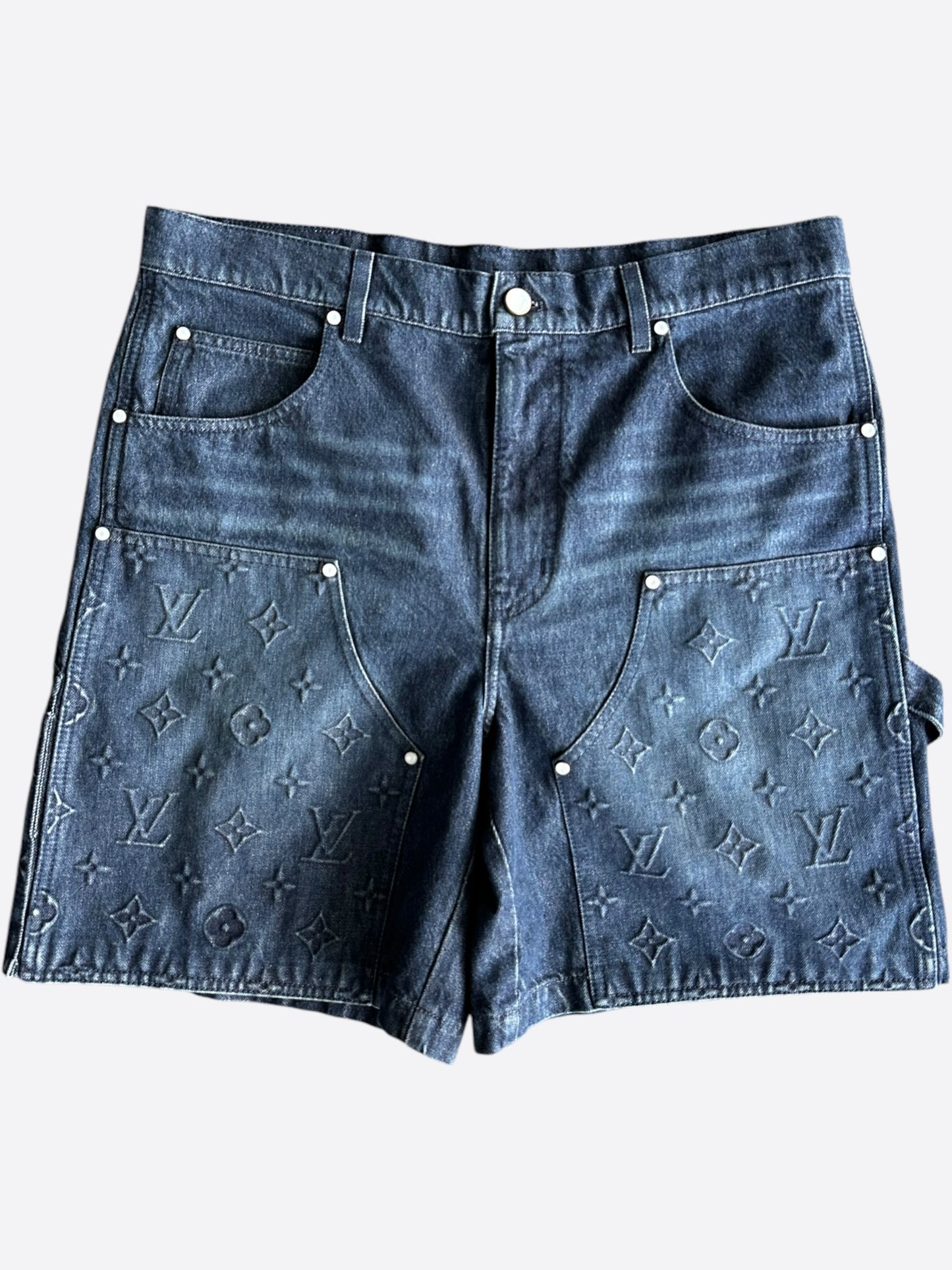 Louis Vuitton Blue Monogram Carpenter Denim Shorts
