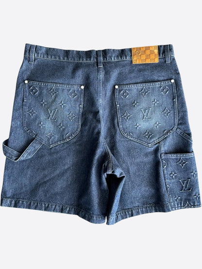 Louis Vuitton Blue Monogram Carpenter Denim Shorts