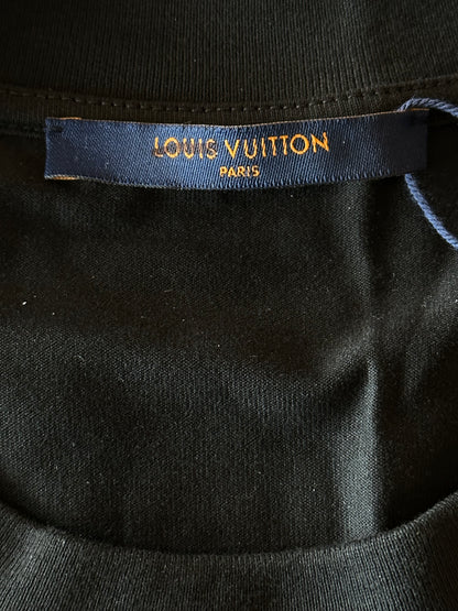 Louis Vuitton NBA Black Embroidered Patches T-Shirt