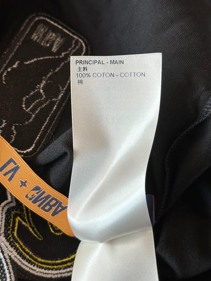 Louis Vuitton NBA Black Embroidered Patches T-Shirt