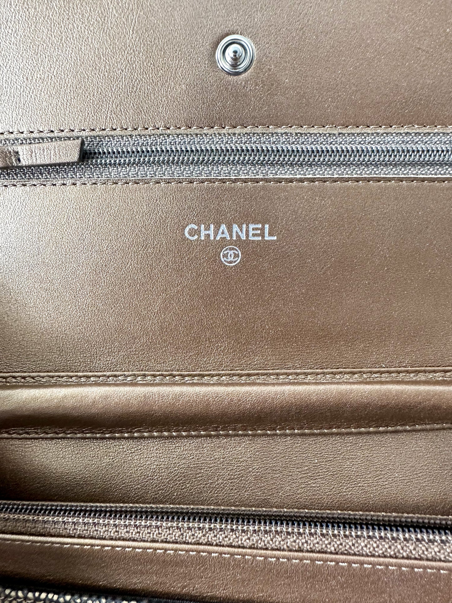 Chanel Gold Caviar Wallet On Chain