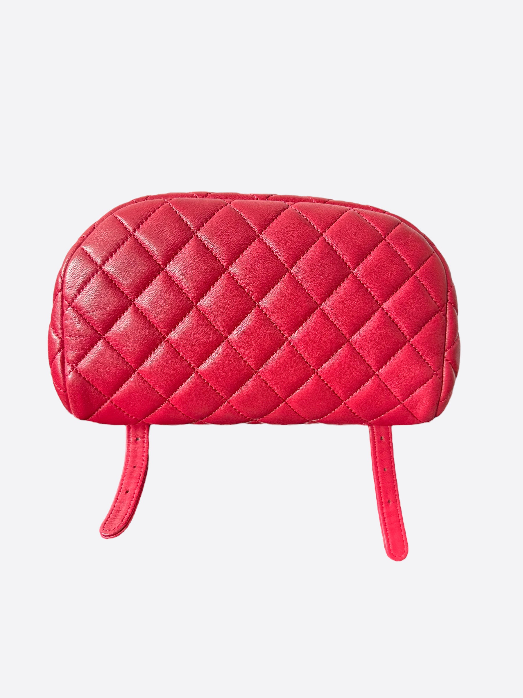 chanel red makeup pouch bag