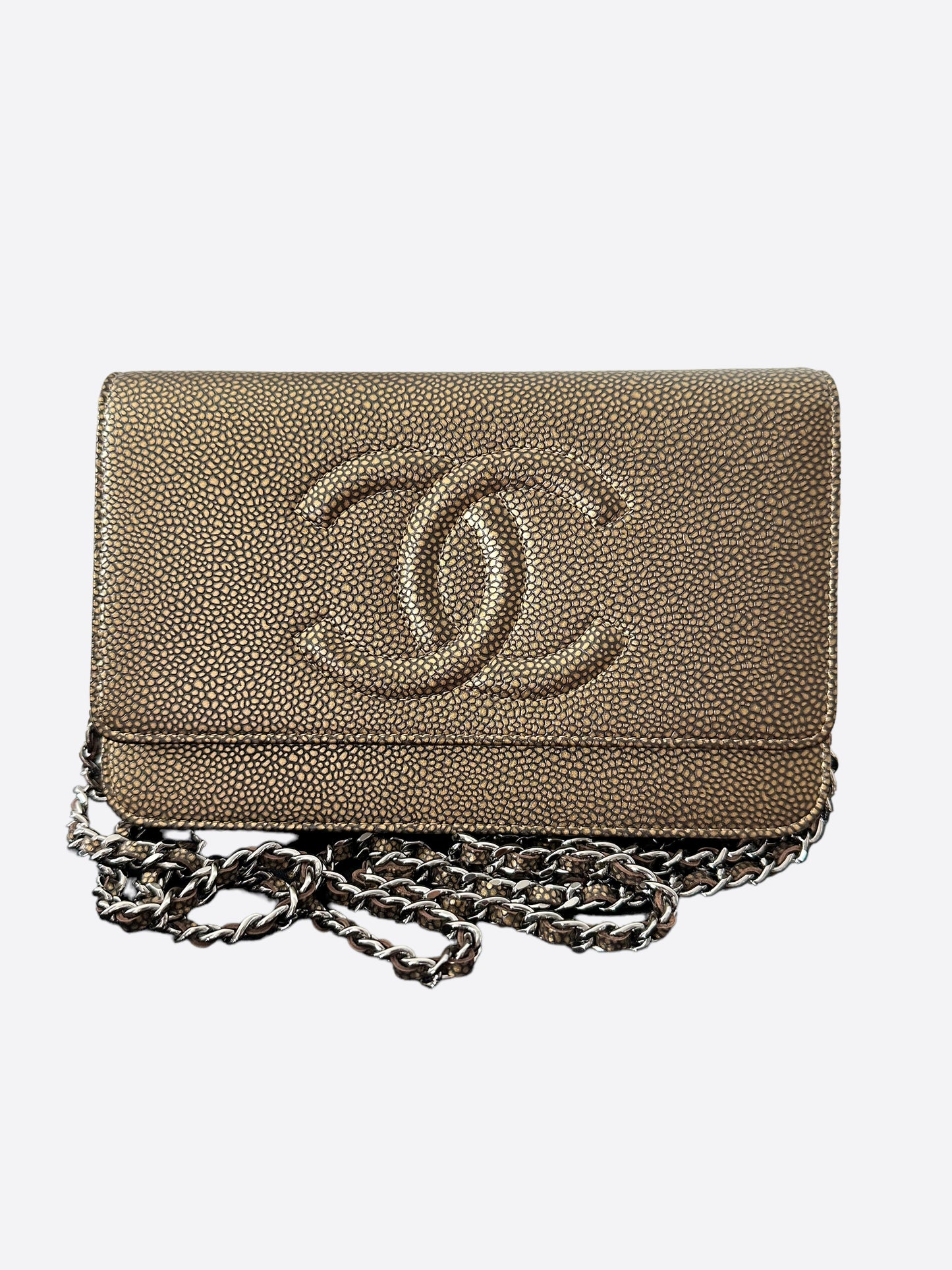 Chanel Gold Caviar Wallet On Chain