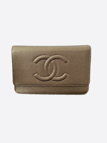 Chanel Gold Caviar Wallet On Chain