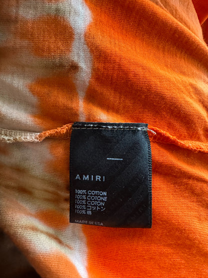 Amiri Orange Bleach Tie-Dye Embroidered Logo T-Shirt