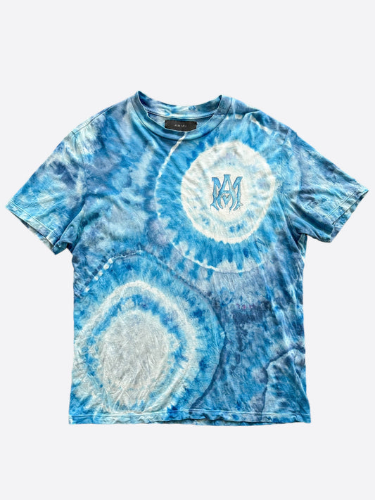 Amiri Blue Tie-Dye Logo T-Shirt