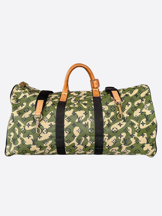 Louis Vuitton Takashi Murakami Camo Monogram Keepall 55