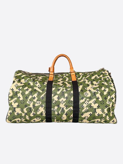 Louis Vuitton Takashi Murakami Camo Monogram Keepall 55