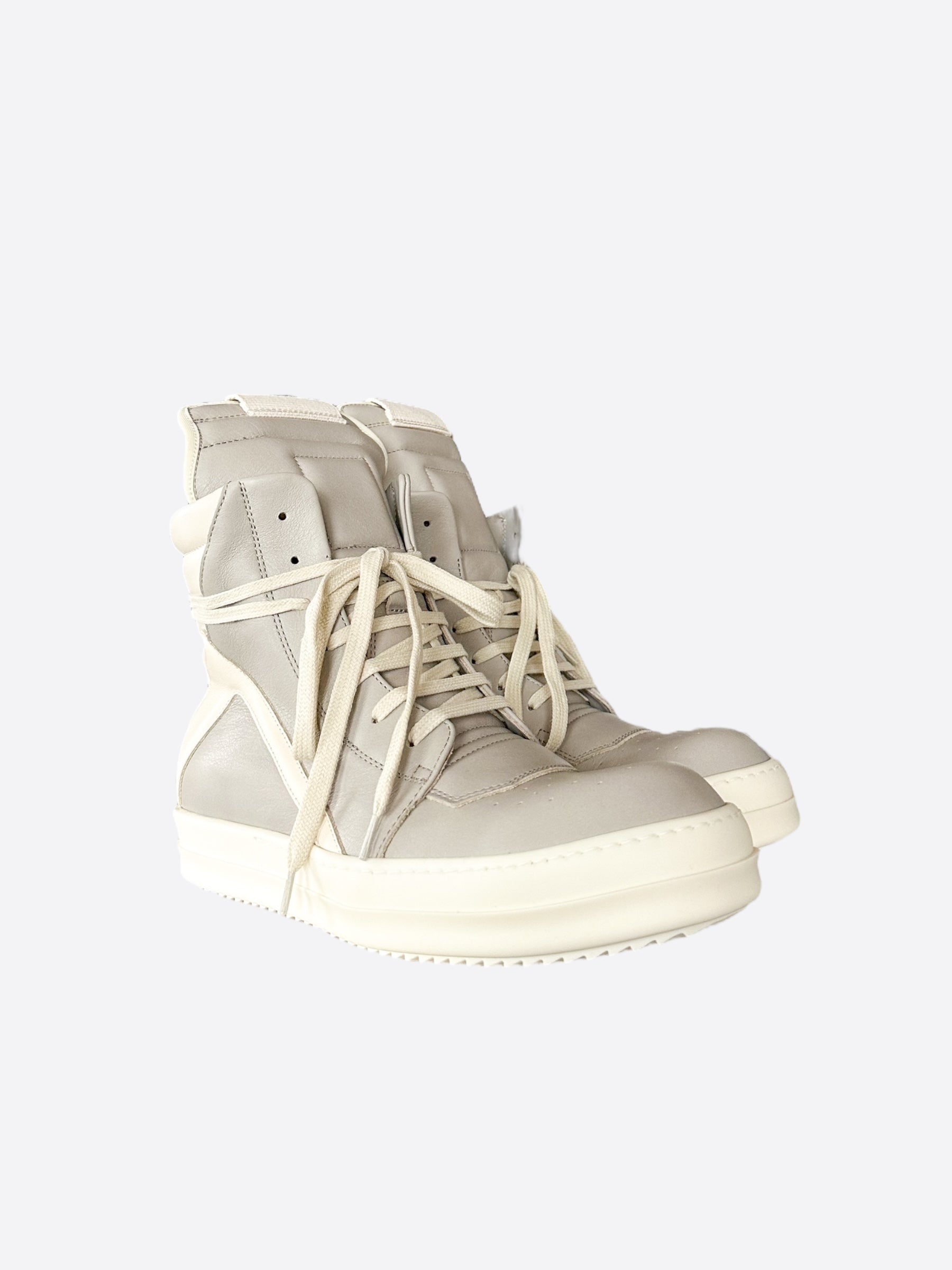 Rick Owens Grey & White Suede Geobaskets – Savonches