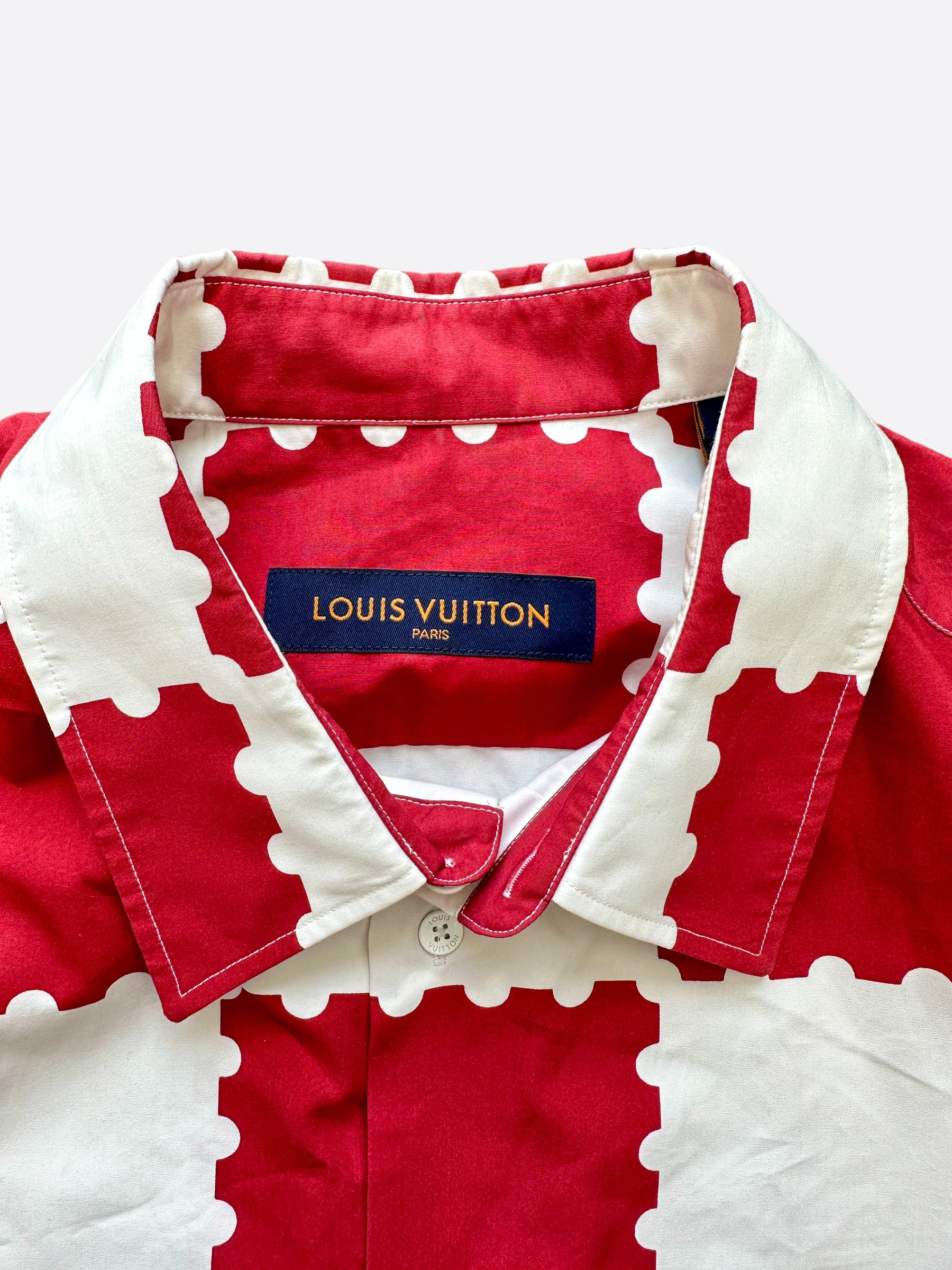 Louis Vuitton x Nigo 2022 Checkered Shirt - Red Casual Shirts