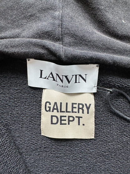 Gallery Dept Lanvin Washed Black Embroidered Paint Splatter Zip Up Hoodie