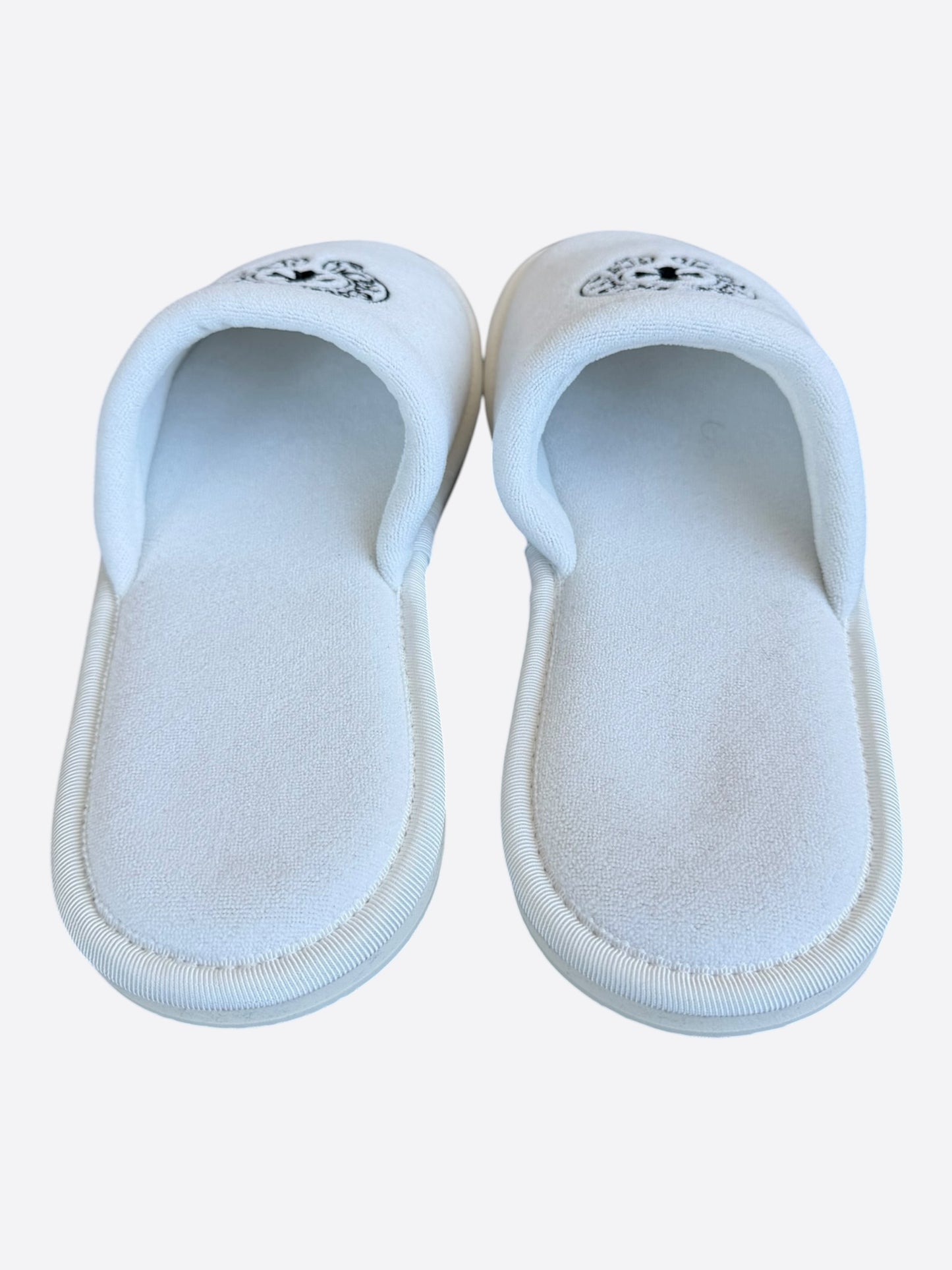 Chrome Hearts White & Black Horseshoe Logo Slippers