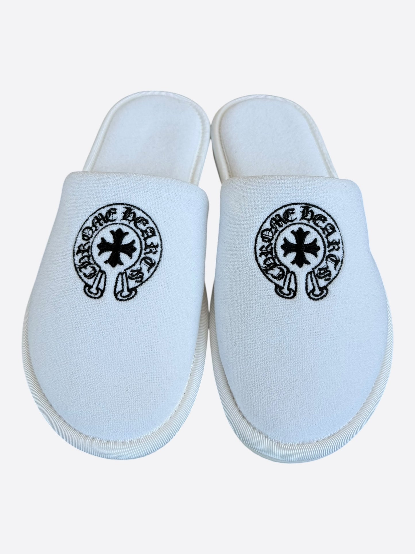 Chrome Hearts White & Black Horseshoe Logo Slippers
