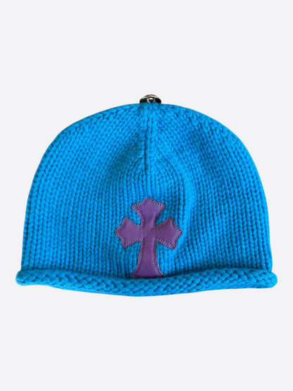 Chrome Hearts Blue & Purple Cross Patch Cashmere Beanie