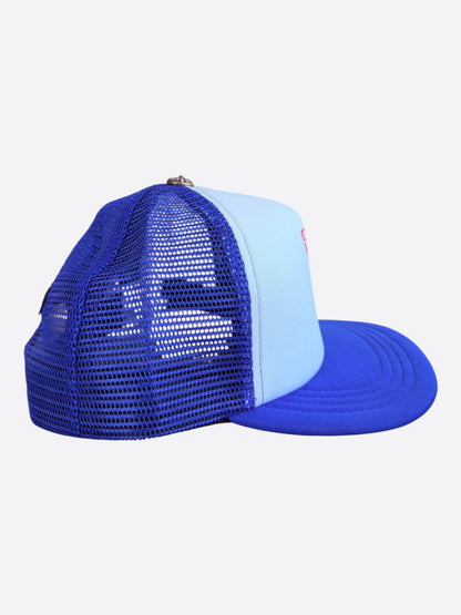 Chrome Hearts Blue, White & Red Eyechart Trucker Hat