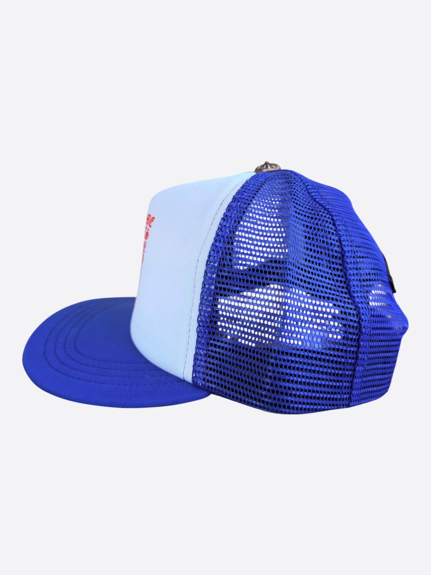 Chrome Hearts Blue, White & Red Eyechart Trucker Hat