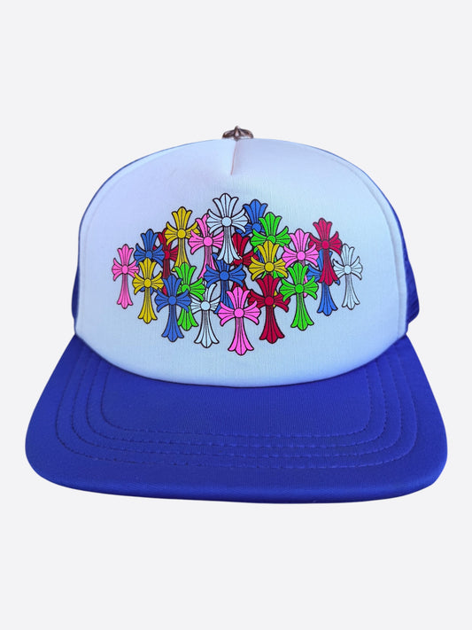 Chrome Hearts Blue & White Multicolor Cross Trucker Hat