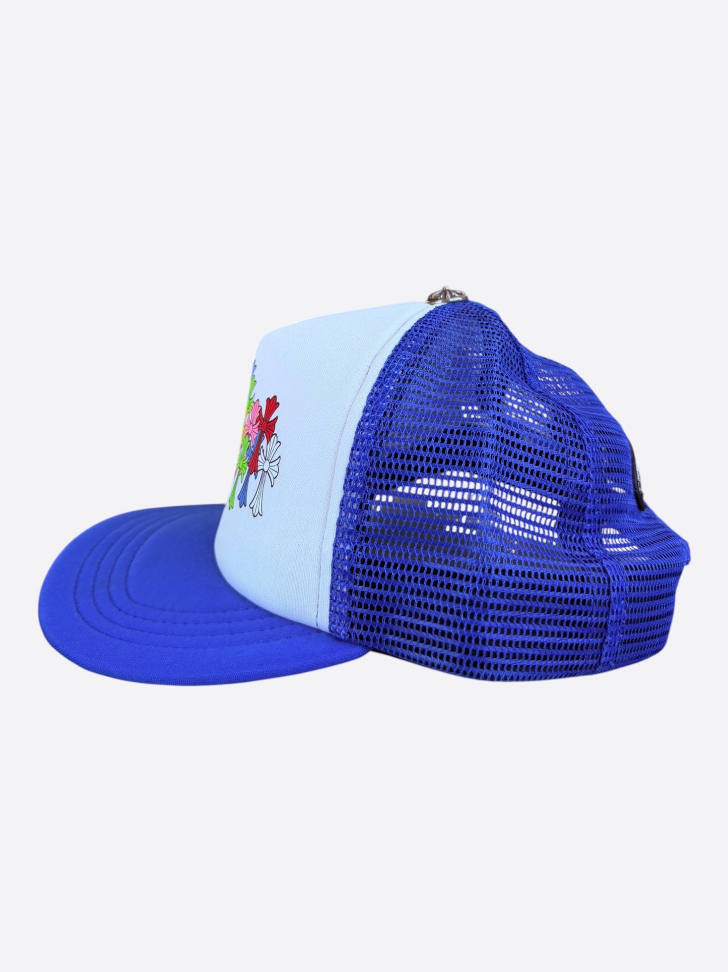 Chrome Hearts Blue & White Multicolor Cross Trucker Hat