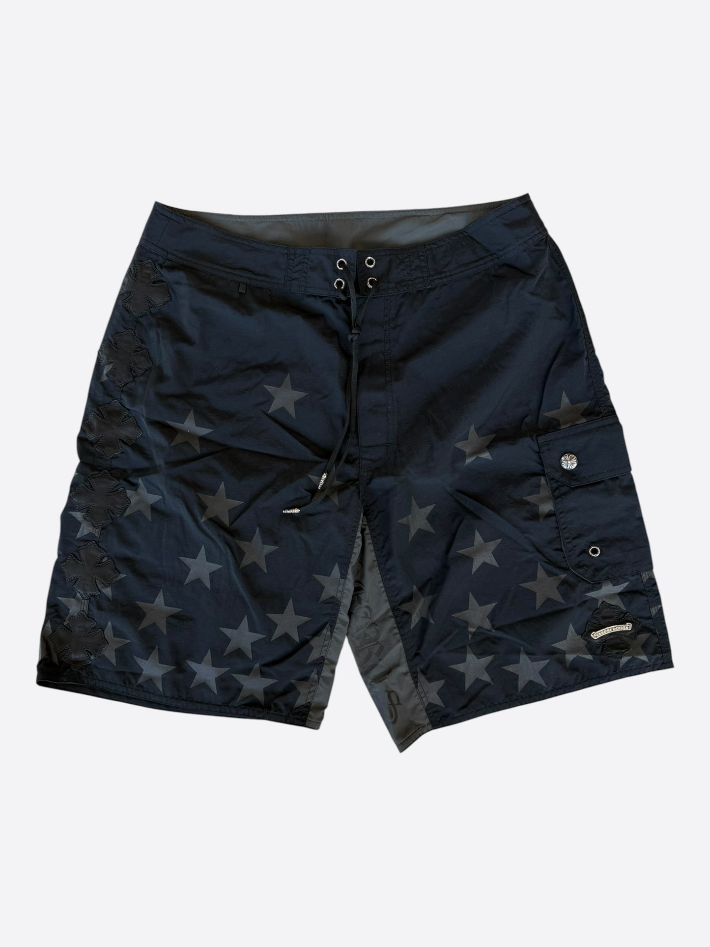 Chrome Hearts Black Star Cross Patch Swimshorts