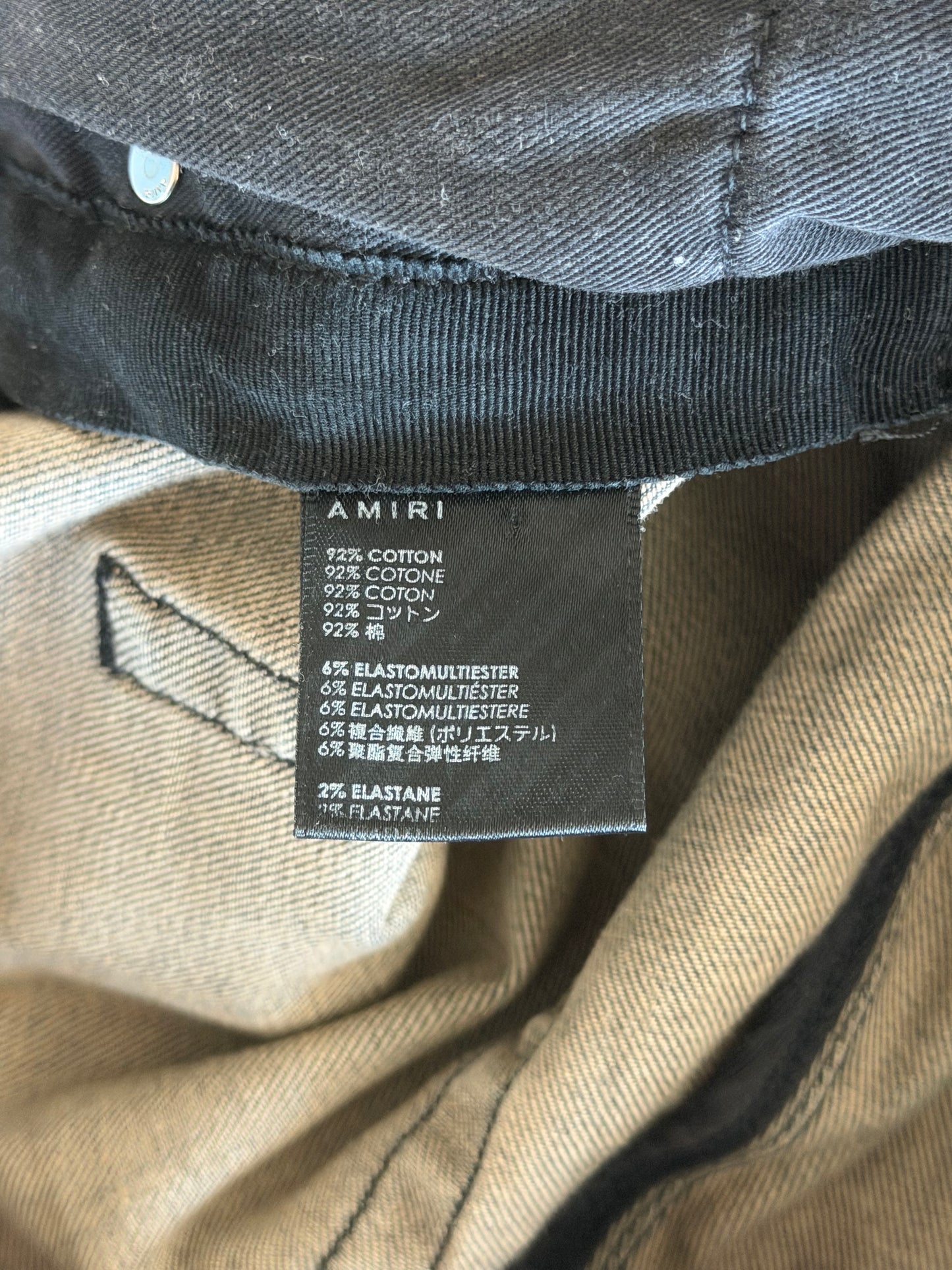 Amiri Light Grey & Yellow Patch MX1 Jeans