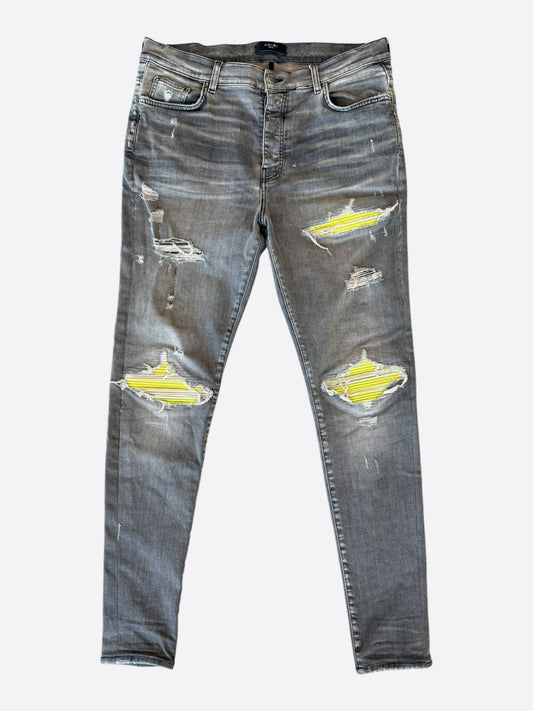 Amiri Light Grey & Yellow Patch MX1 Jeans