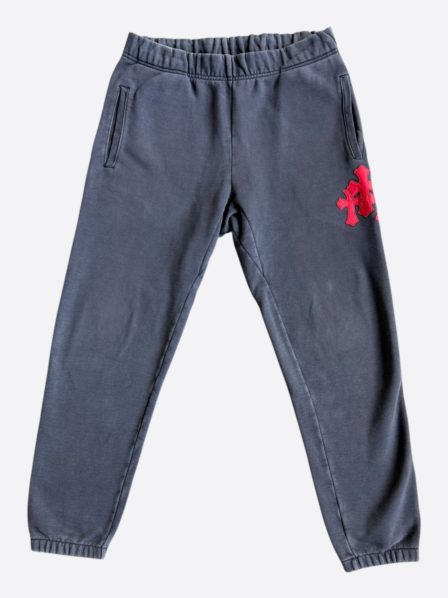 Chrome Hearts Navy & Red Triple Cross Patch Paper Jam Sweatpants