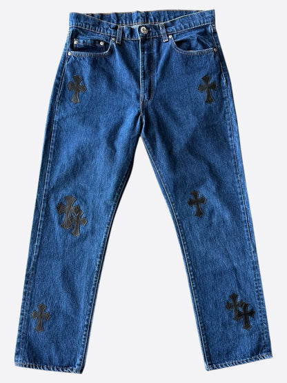 Chrome Hearts Levis Blue & Black Cross Patch Jeans