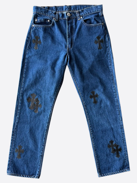 Chrome Hearts Levis Blue & Black Cross Patch Jeans